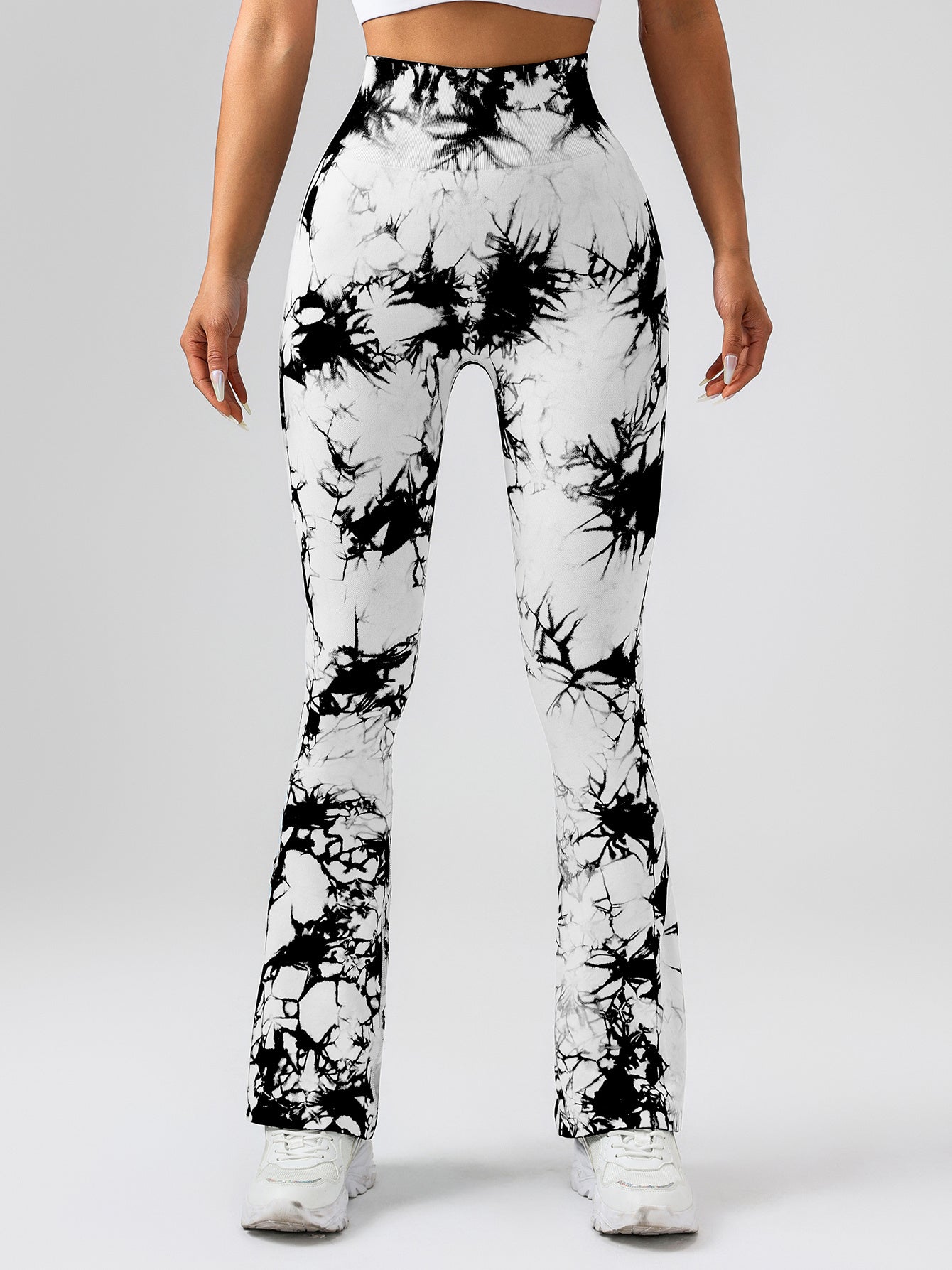 High-Waist Tummy Control Flare Yoga Pants For Women, Tie-Dye Stretch Slimming Bootcut Workout Pants, Fitness & Sports Activewear - Kim's Kloset