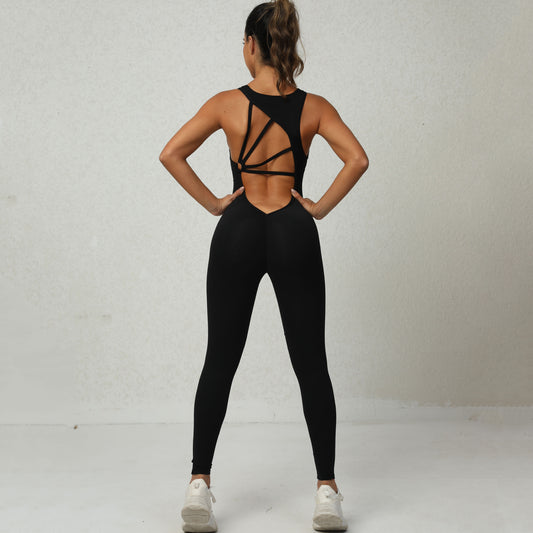 Body Sculpting Jumpsuit with V-shaped Back Design - Kim's Kloset