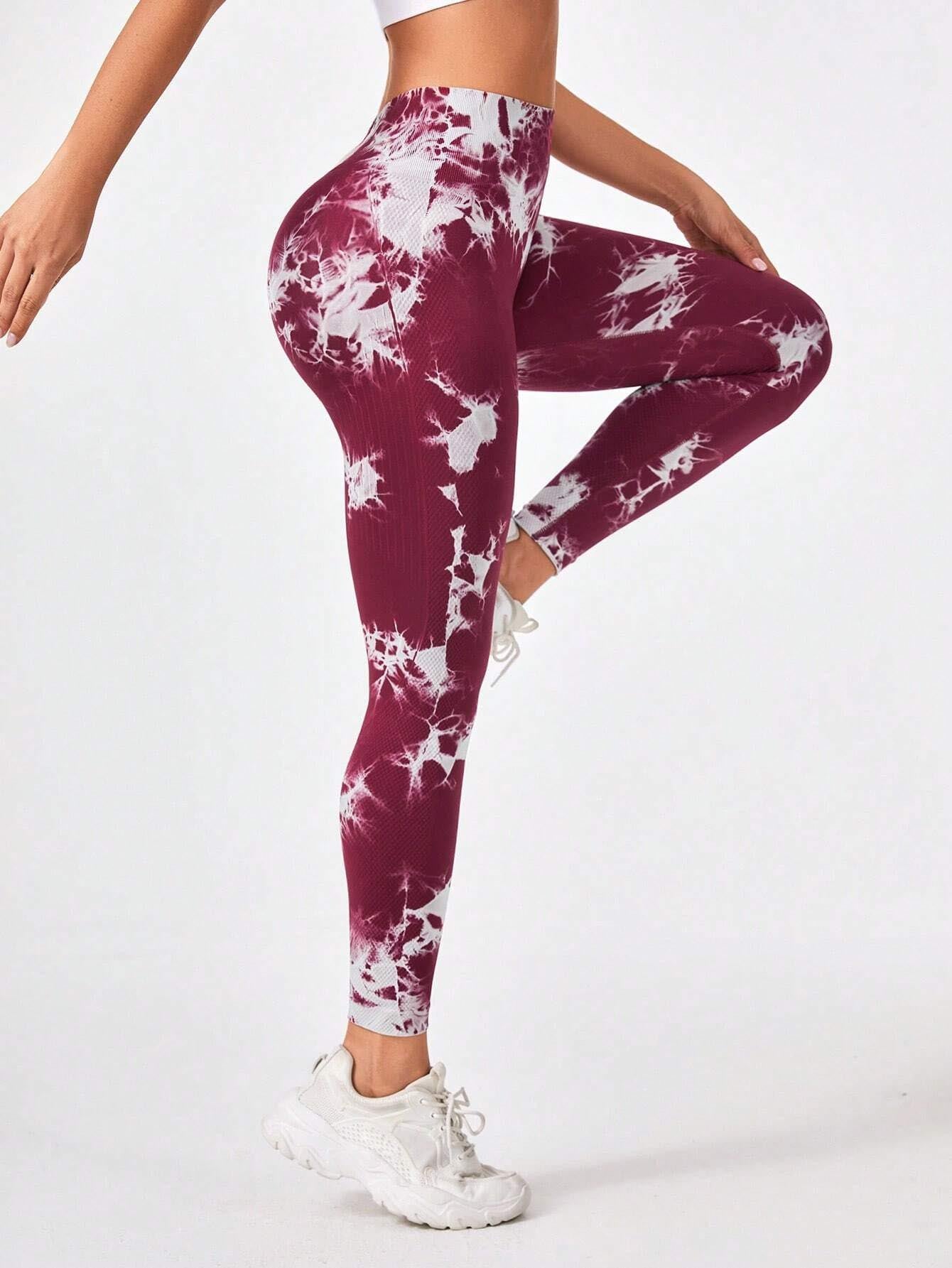 Tie Dye Workout Seamless Leggings For Women High Waist Gym Leggings Yoga Pants, Seamless Leggings For Women High Waist Yoga Pants, Scrunch Butt Lifting Elastic Tights - Kim's Kloset
