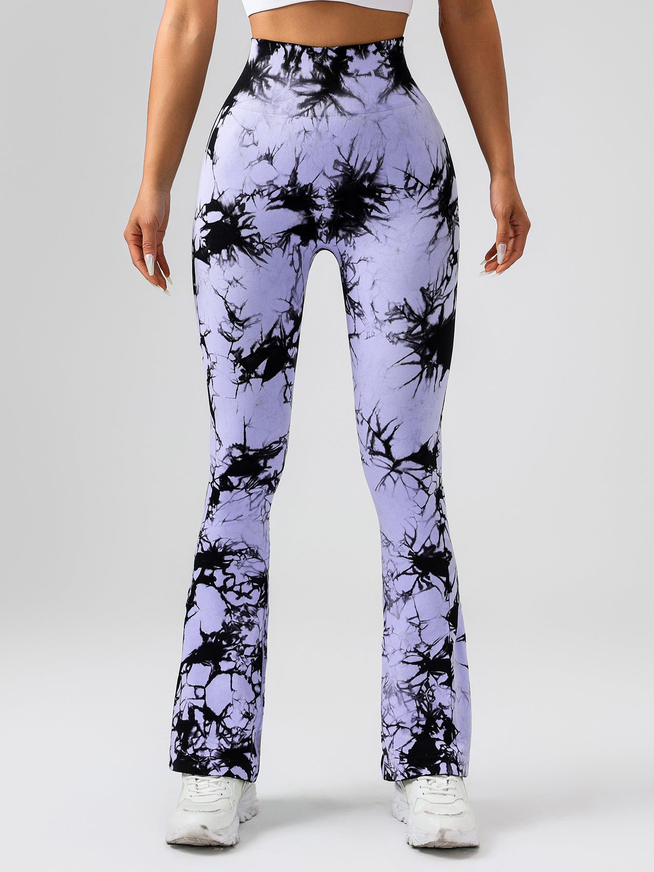 High-Waist Tummy Control Flare Yoga Pants For Women, Tie-Dye Stretch Slimming Bootcut Workout Pants, Fitness & Sports Activewear - Kim's Kloset