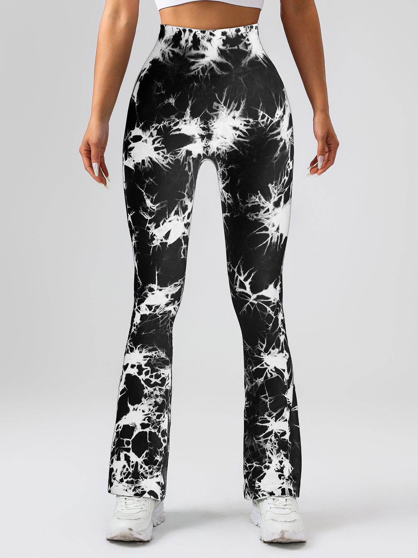 High-Waist Tummy Control Flare Yoga Pants For Women, Tie-Dye Stretch Slimming Bootcut Workout Pants, Fitness & Sports Activewear - Kim's Kloset