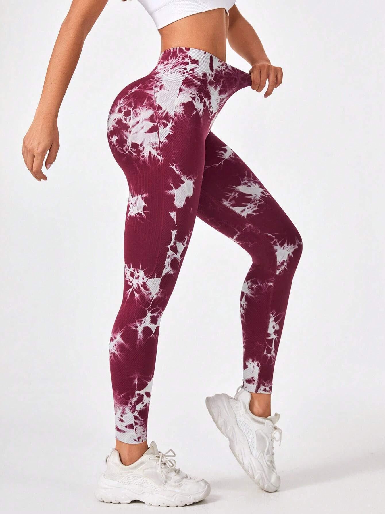 Tie Dye Workout Seamless Leggings For Women High Waist Gym Leggings Yoga Pants, Seamless Leggings For Women High Waist Yoga Pants, Scrunch Butt Lifting Elastic Tights - Kim's Kloset