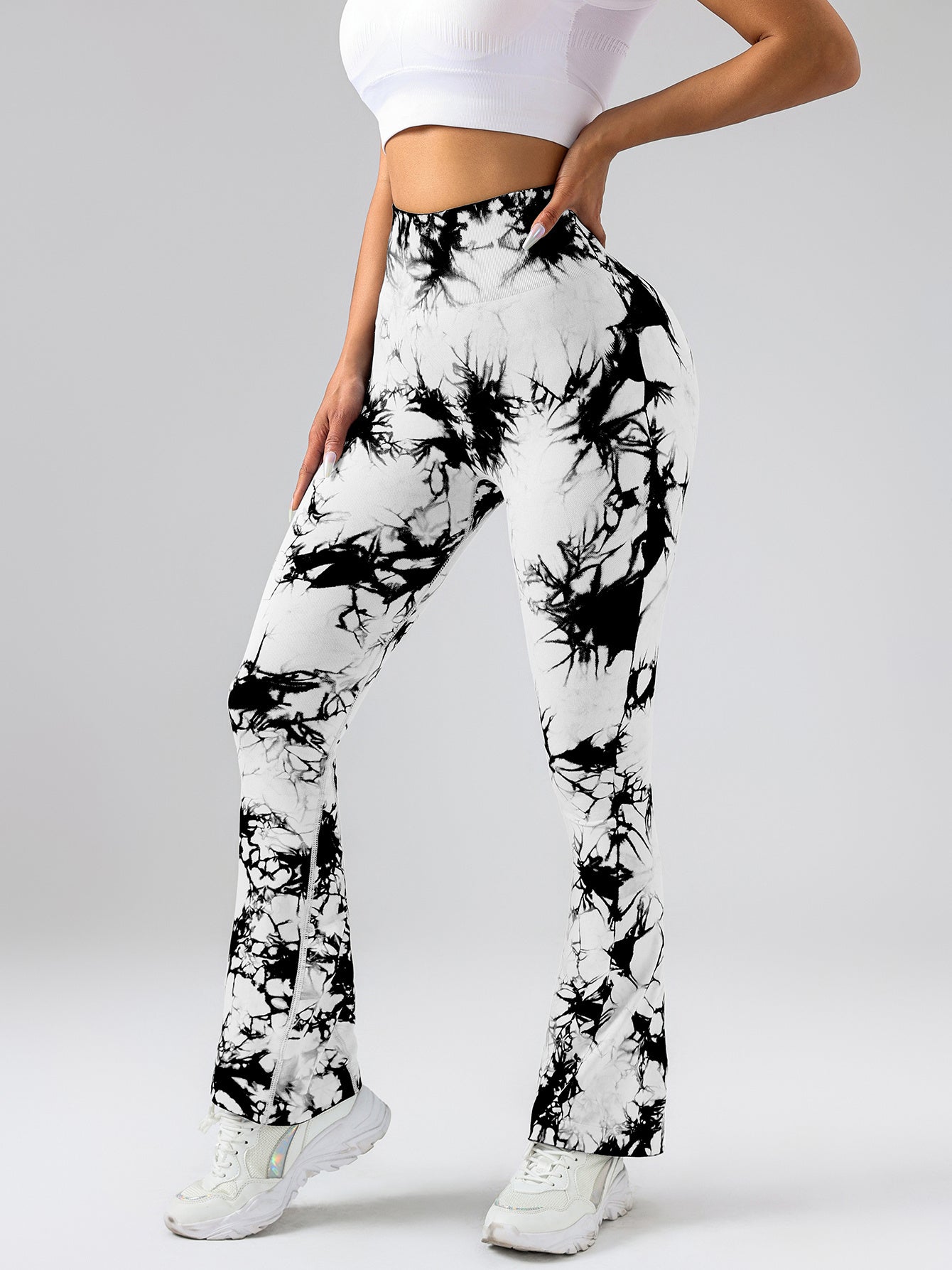 High-Waist Tummy Control Flare Yoga Pants For Women, Tie-Dye Stretch Slimming Bootcut Workout Pants, Fitness & Sports Activewear - Kim's Kloset
