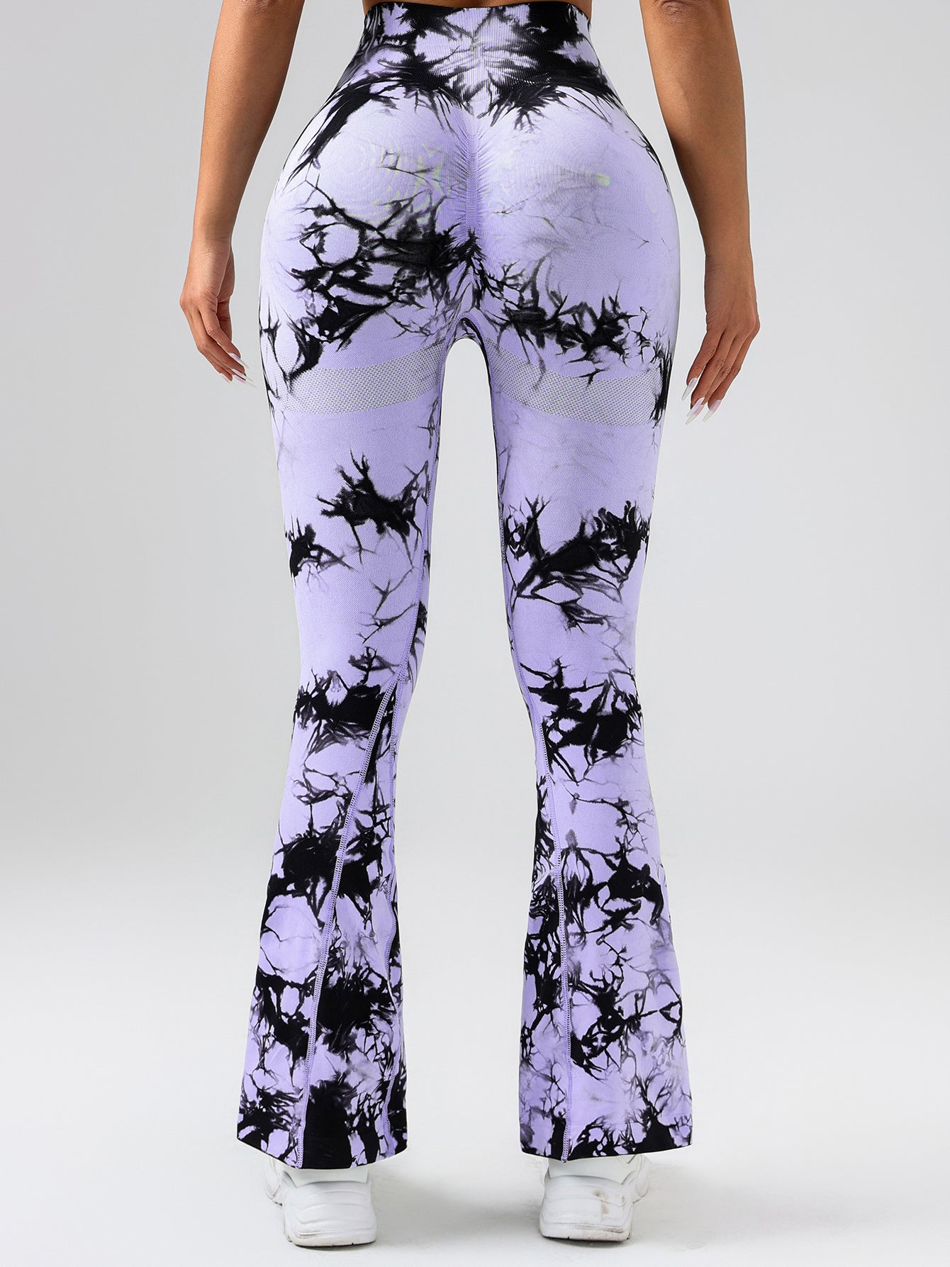 High-Waist Tummy Control Flare Yoga Pants For Women, Tie-Dye Stretch Slimming Bootcut Workout Pants, Fitness & Sports Activewear - Kim's Kloset