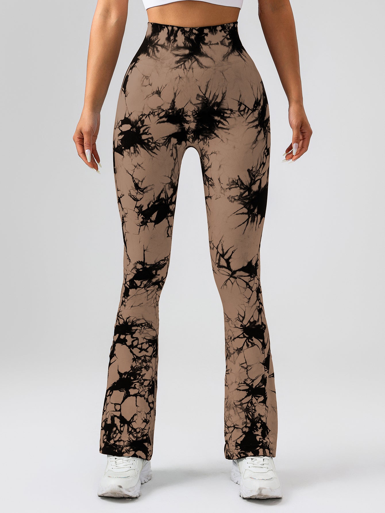 High-Waist Tummy Control Flare Yoga Pants For Women, Tie-Dye Stretch Slimming Bootcut Workout Pants, Fitness & Sports Activewear - Kim's Kloset